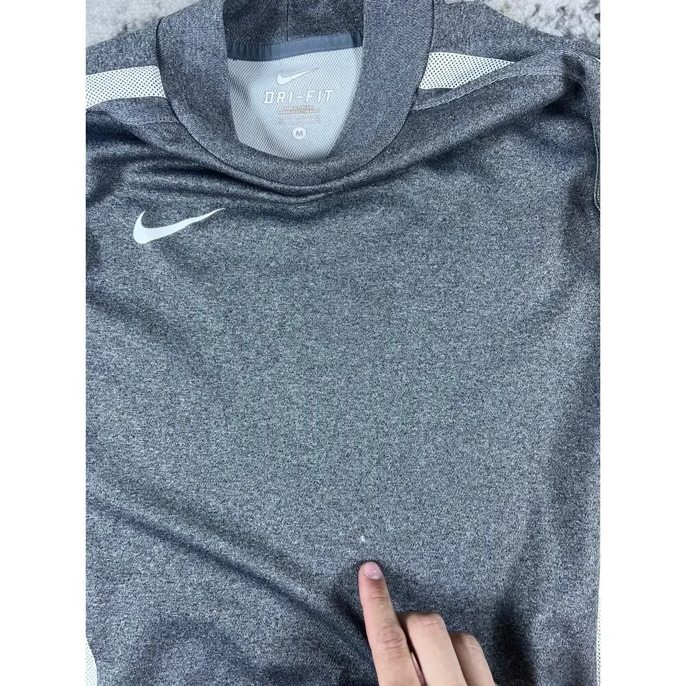 Nike Training Shirt Mens M Gray Mock Neck Dri-FIT Mesh Panel Athleisure Workout
